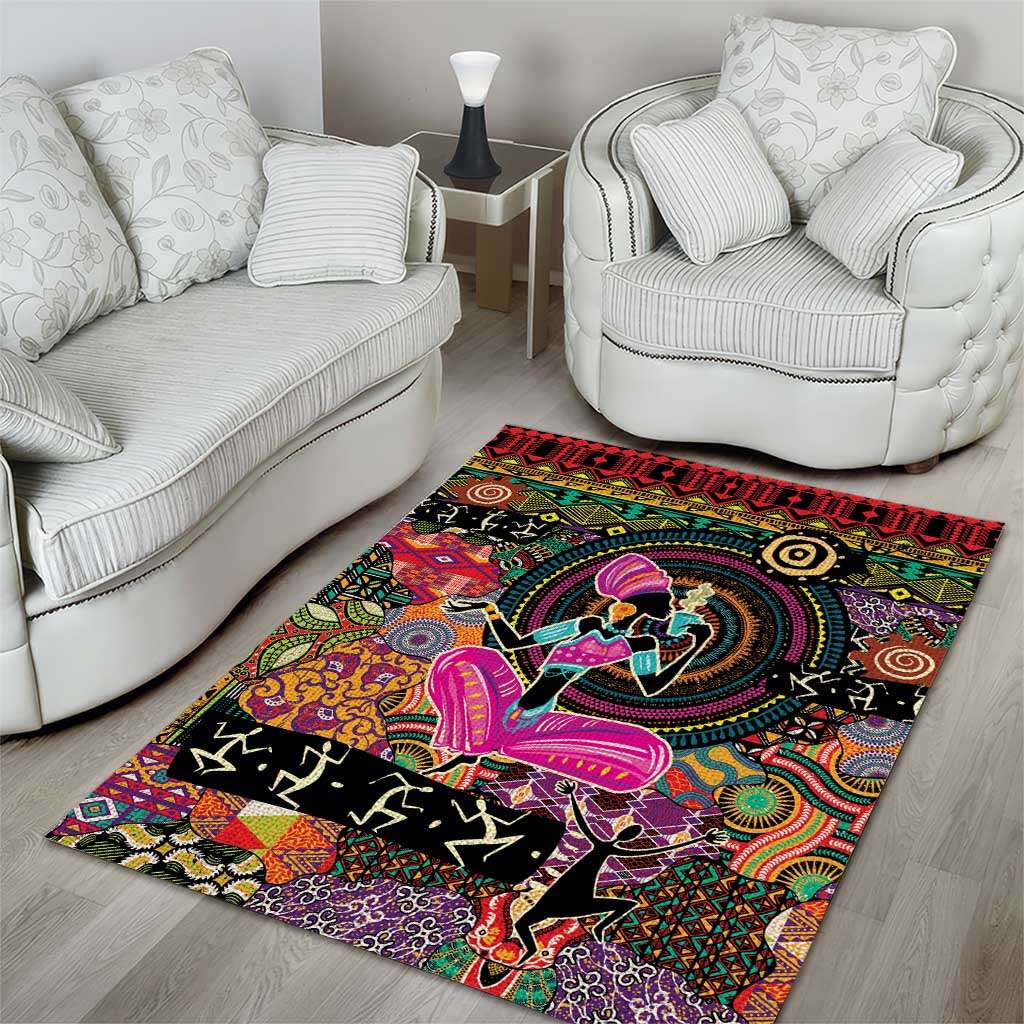 African Women Ethnic Motifs Area Rug LT9