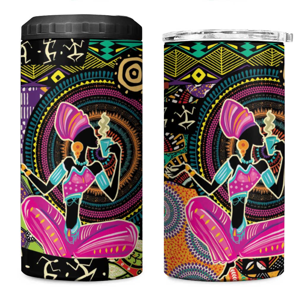 African Women Ethnic Motifs 4 in 1 Can Cooler Tumbler LT9