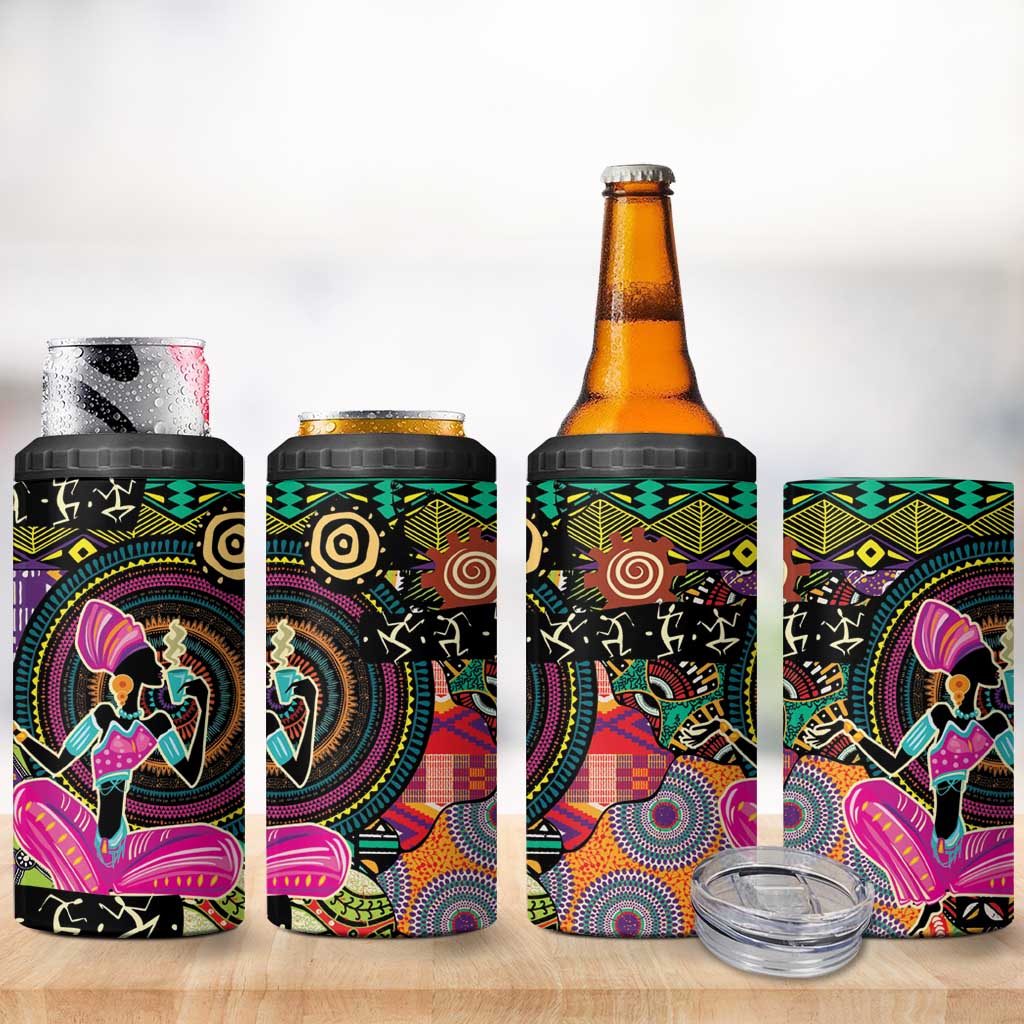 African Women Ethnic Motifs 4 in 1 Can Cooler Tumbler LT9