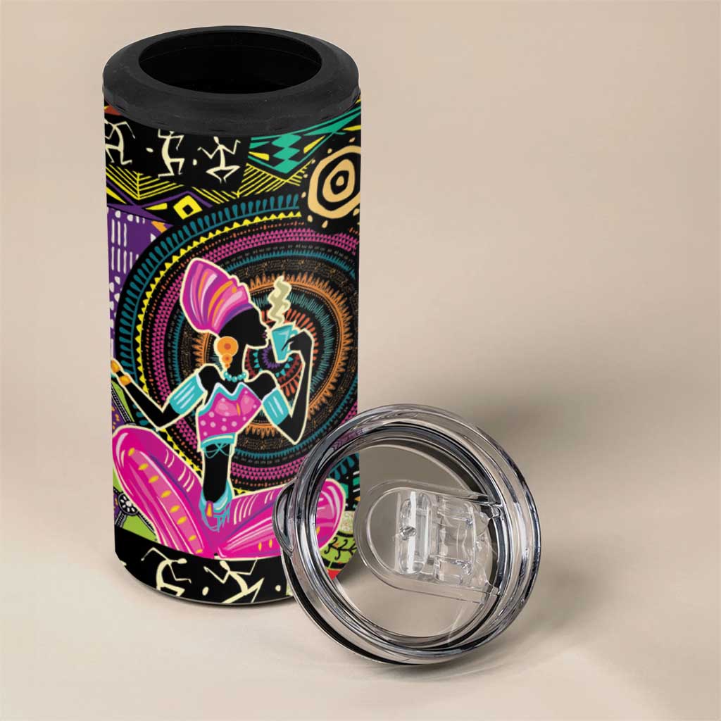 African Women Ethnic Motifs 4 in 1 Can Cooler Tumbler LT9