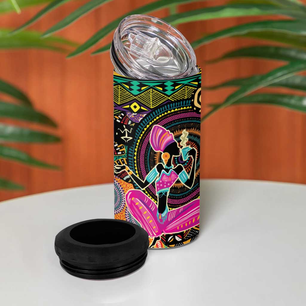 African Women Ethnic Motifs 4 in 1 Can Cooler Tumbler LT9