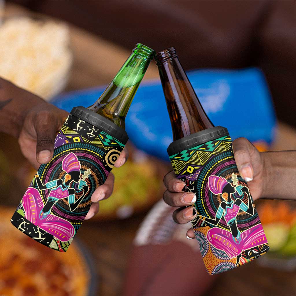African Women Ethnic Motifs 4 in 1 Can Cooler Tumbler LT9