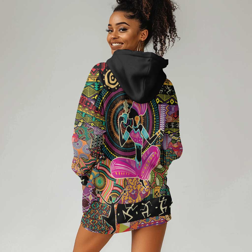 African Women Ethnic Motifs Hoodie Dress LT9