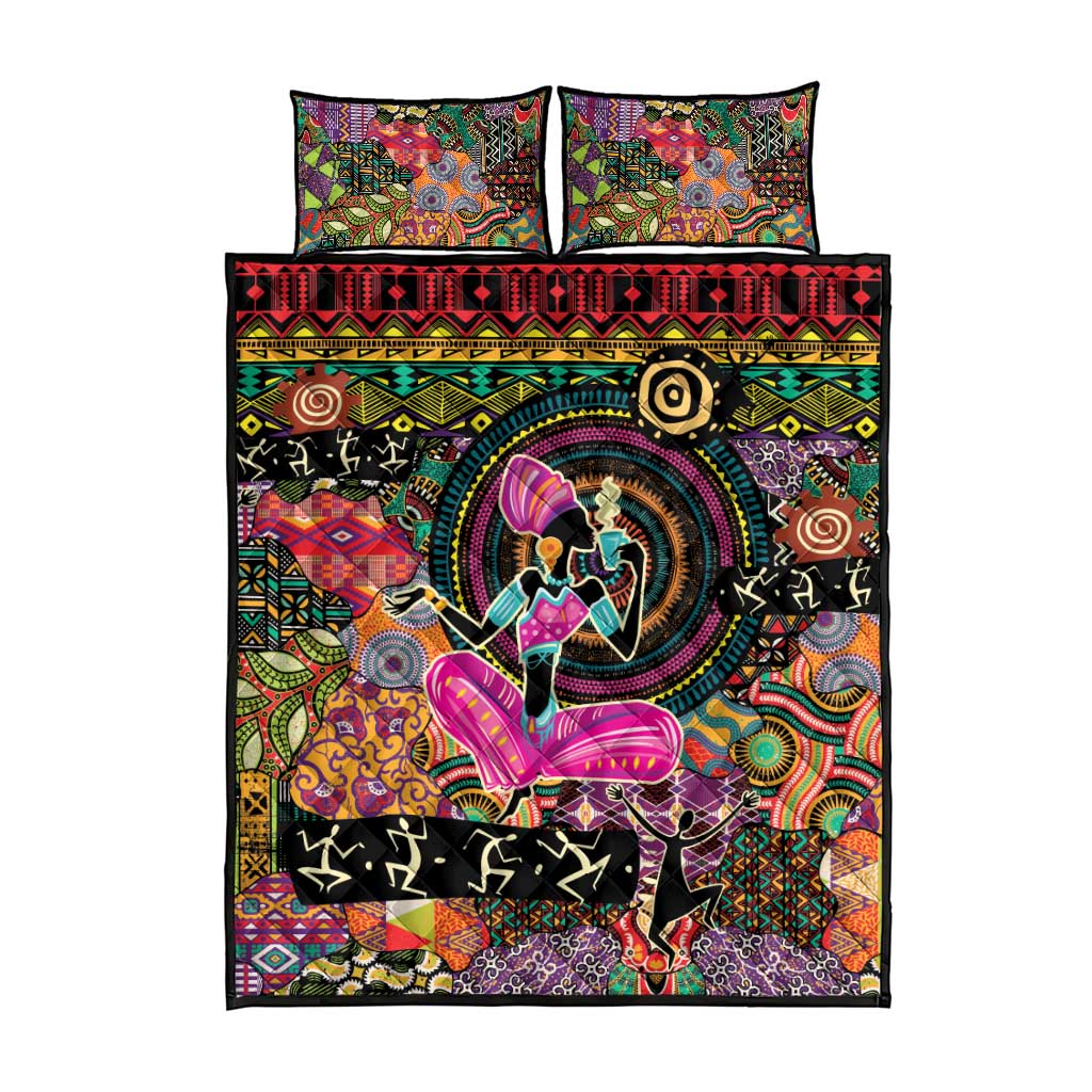 African Women Ethnic Motifs Quilt Bed Set LT9