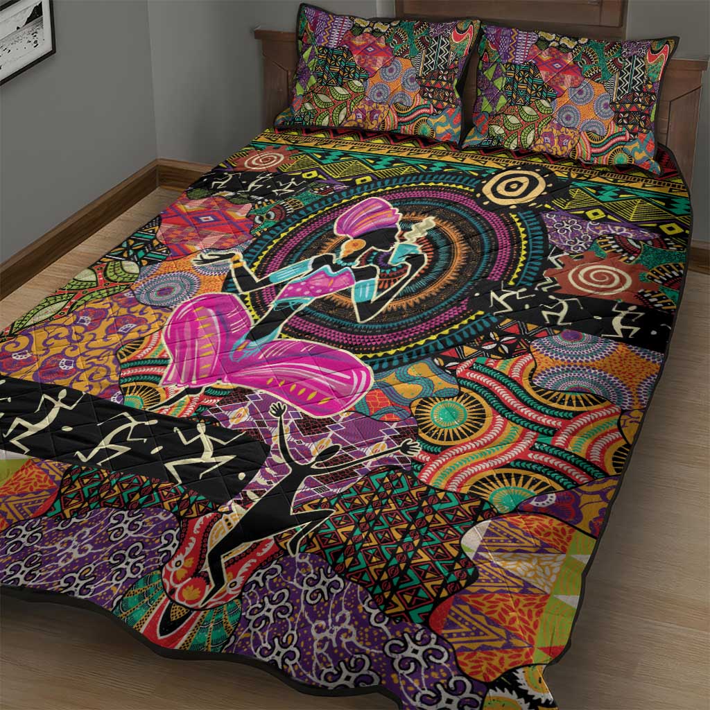 African Women Ethnic Motifs Quilt Bed Set LT9