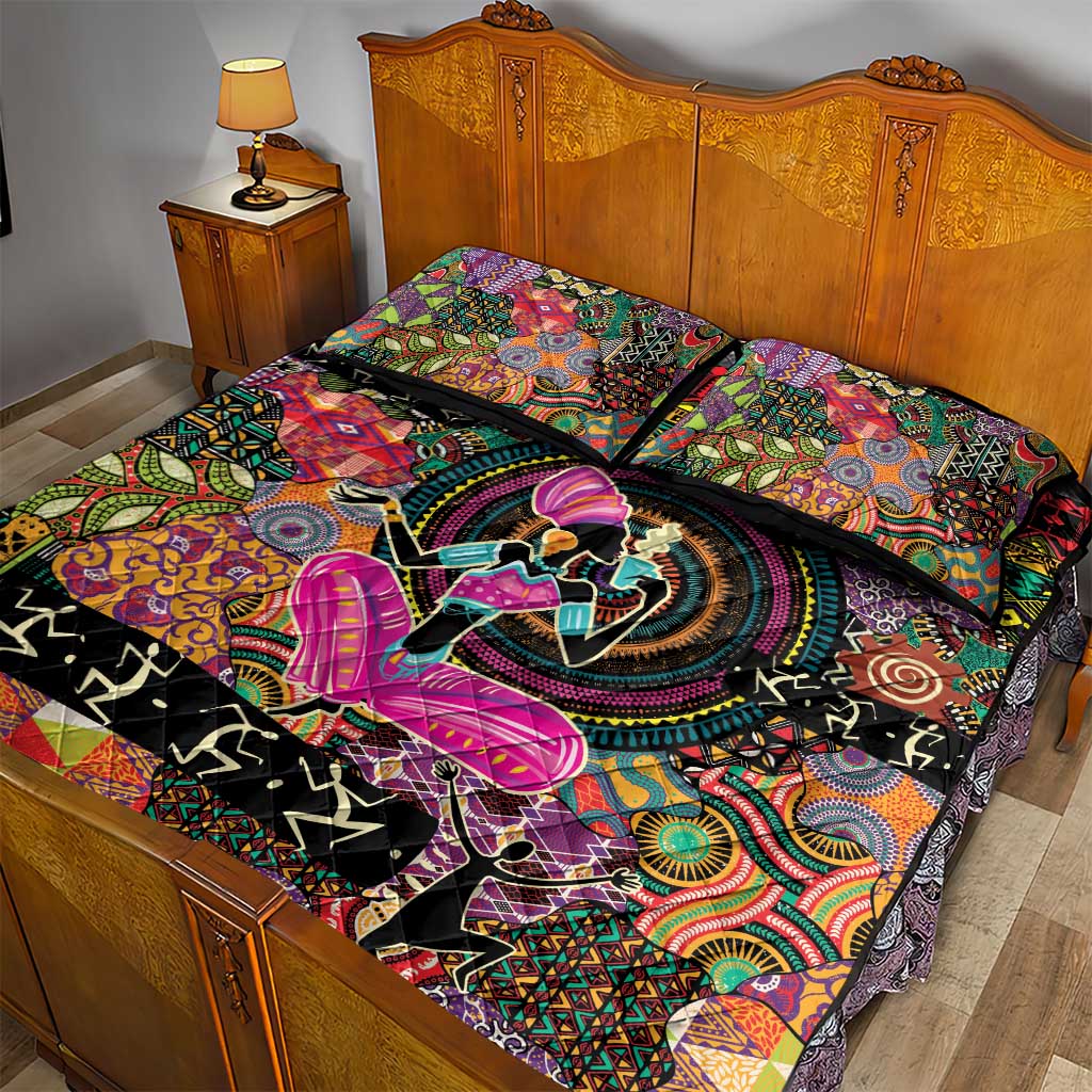 African Women Ethnic Motifs Quilt Bed Set LT9