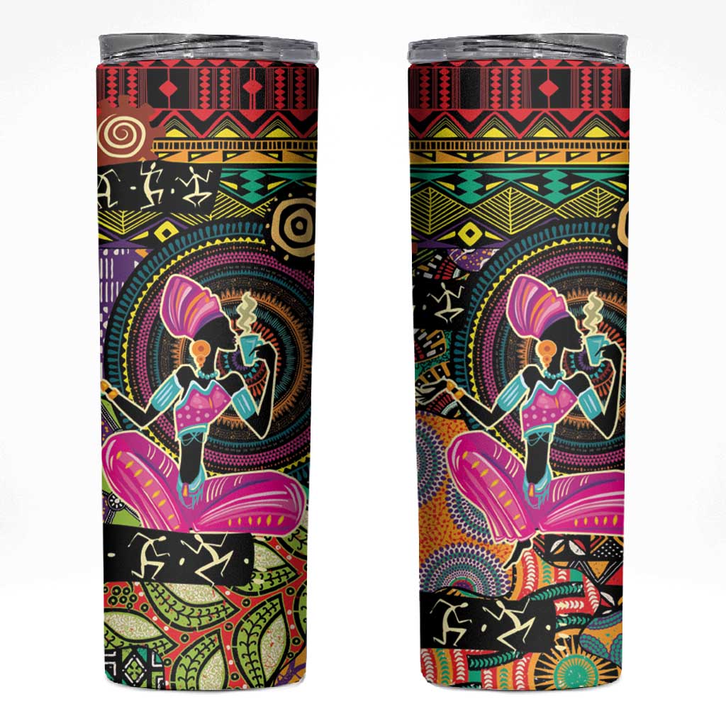 African Women Ethnic Motifs Skinny Tumbler LT9