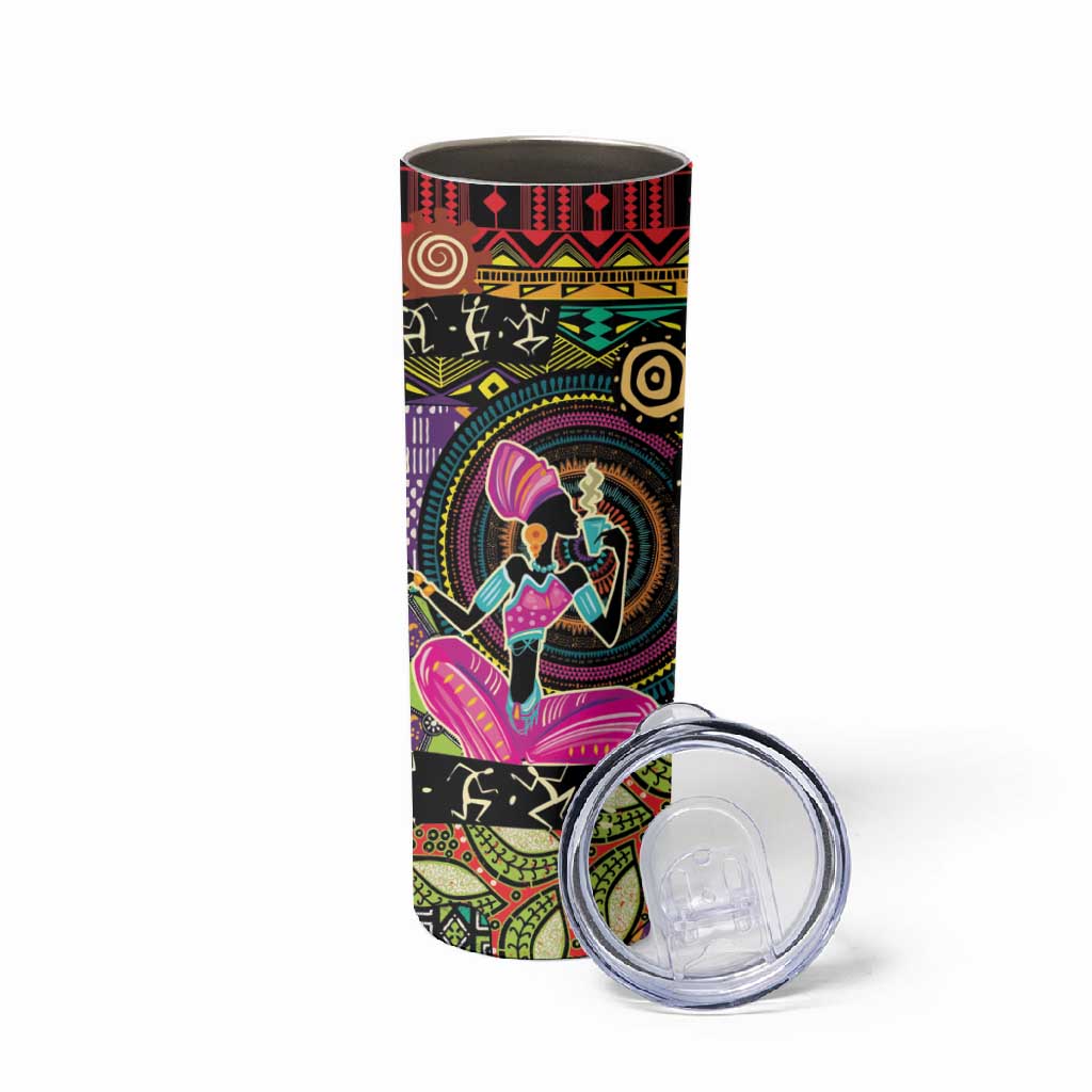 African Women Ethnic Motifs Skinny Tumbler LT9