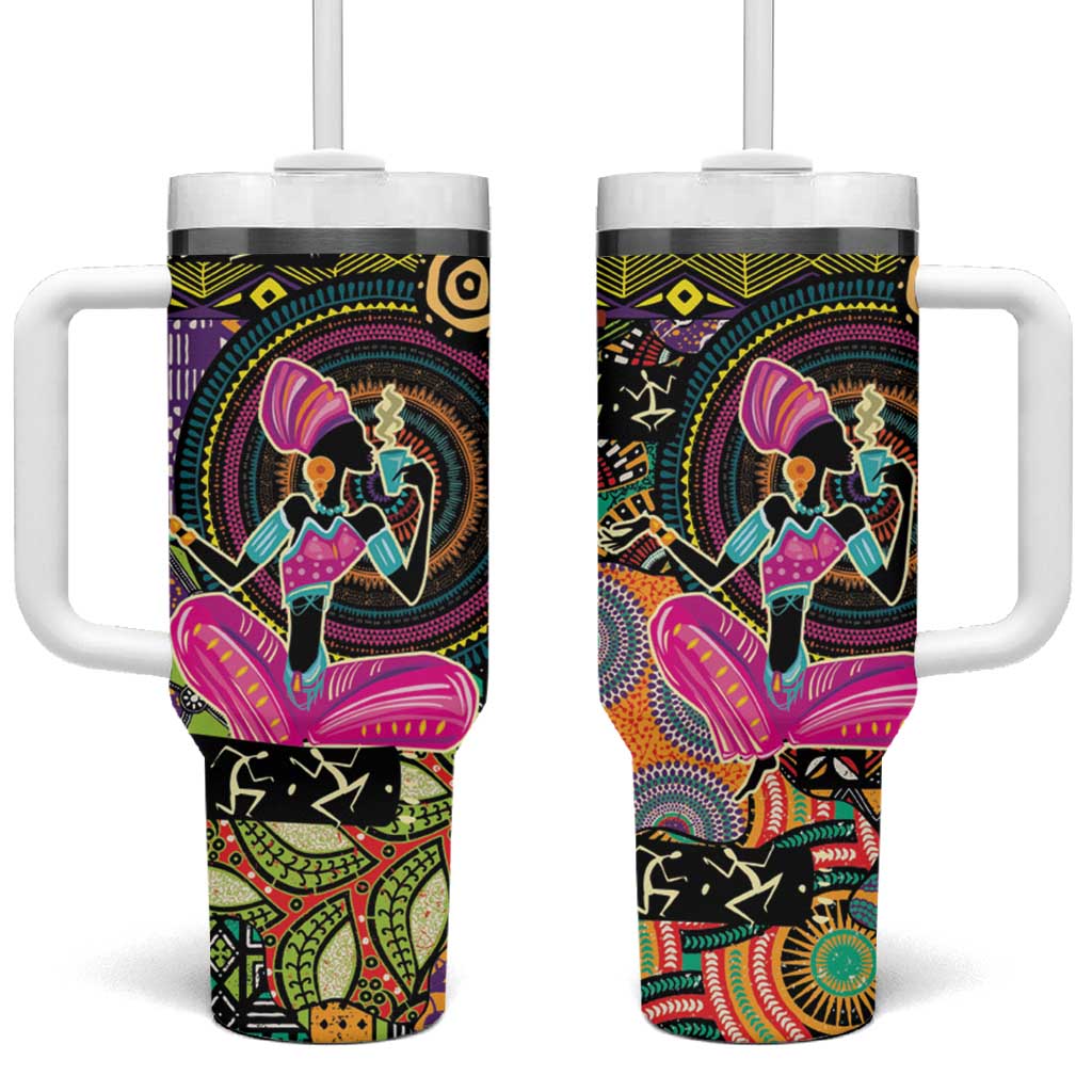 African Women Ethnic Motifs Tumbler With Handle LT9