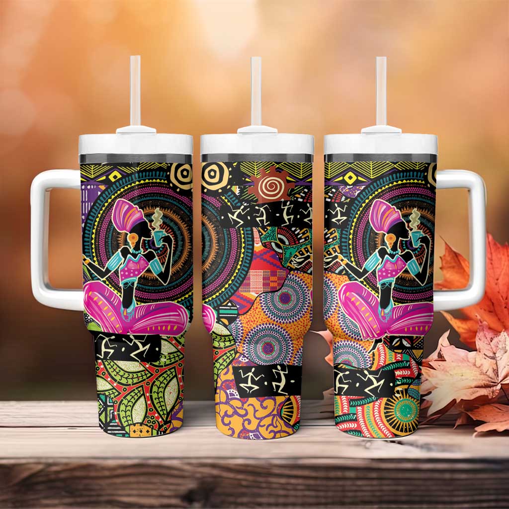 African Women Ethnic Motifs Tumbler With Handle LT9