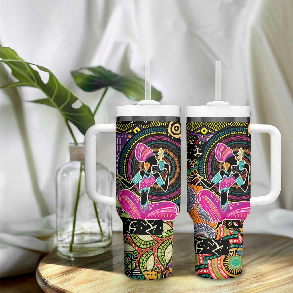 African Women Ethnic Motifs Tumbler With Handle LT9