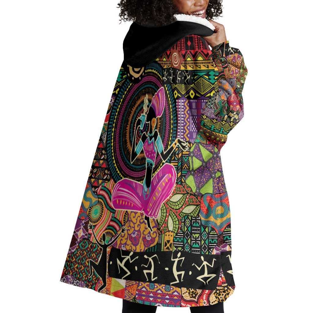 African Women Ethnic Motifs Wearable Blanket Hoodie LT9