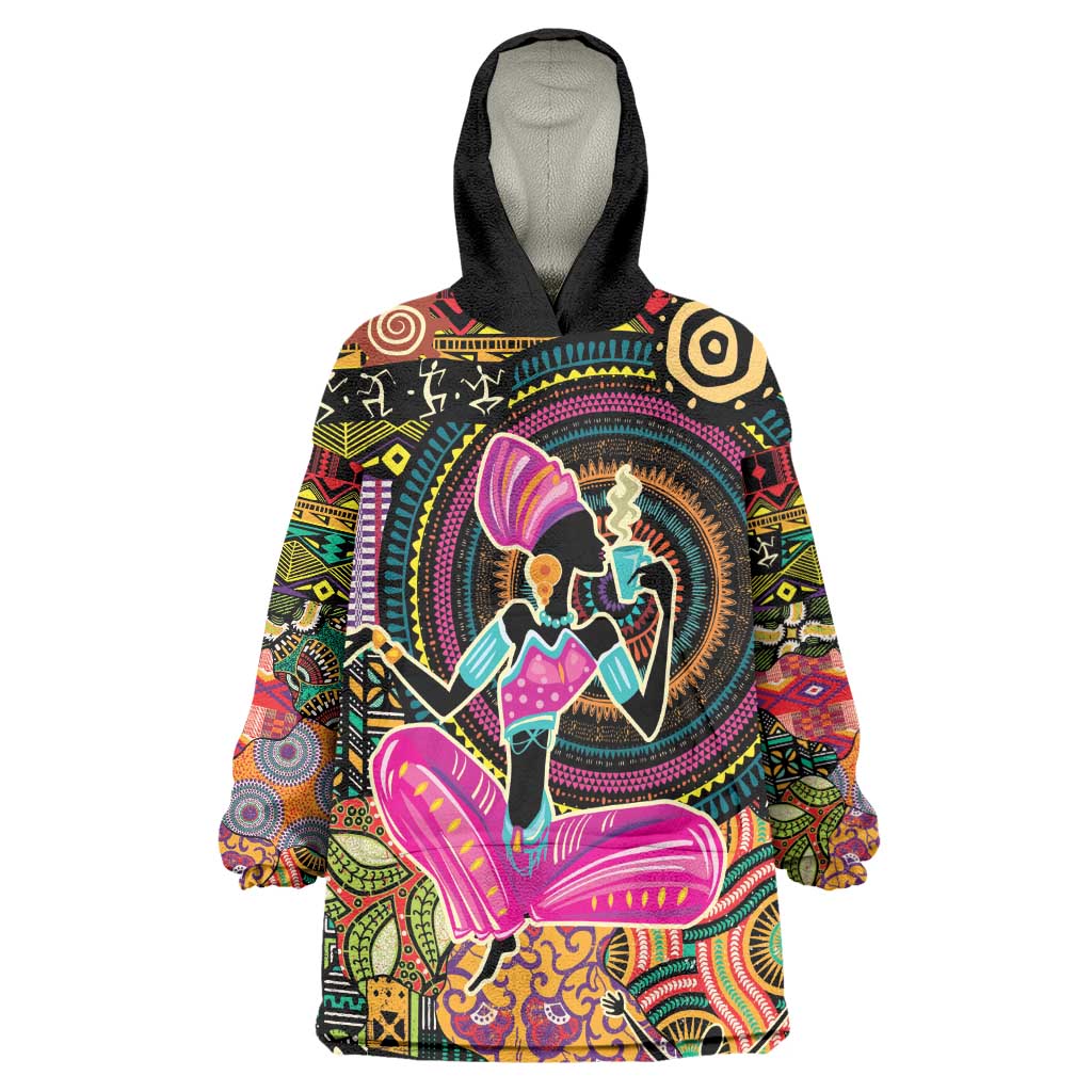 African Women Ethnic Motifs Wearable Blanket Hoodie LT9