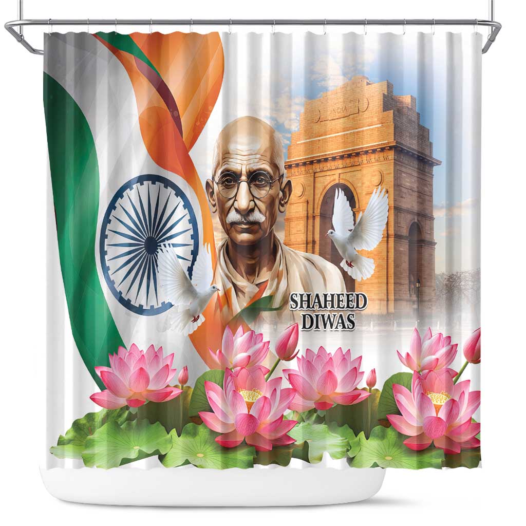 India Gandhi Martyr's Day Shower Curtain Shaheed Diwas Ashoka Chakra LT9