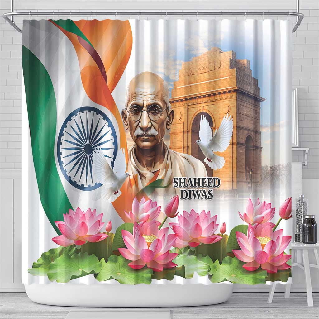 India Gandhi Martyr's Day Shower Curtain Shaheed Diwas Ashoka Chakra LT9