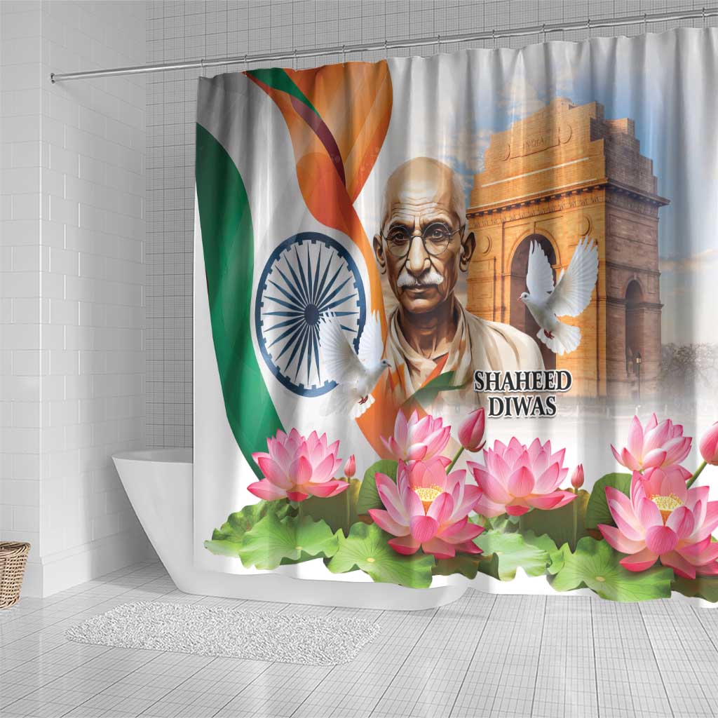 India Gandhi Martyr's Day Shower Curtain Shaheed Diwas Ashoka Chakra LT9