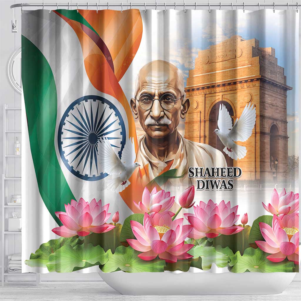 India Gandhi Martyr's Day Shower Curtain Shaheed Diwas Ashoka Chakra LT9
