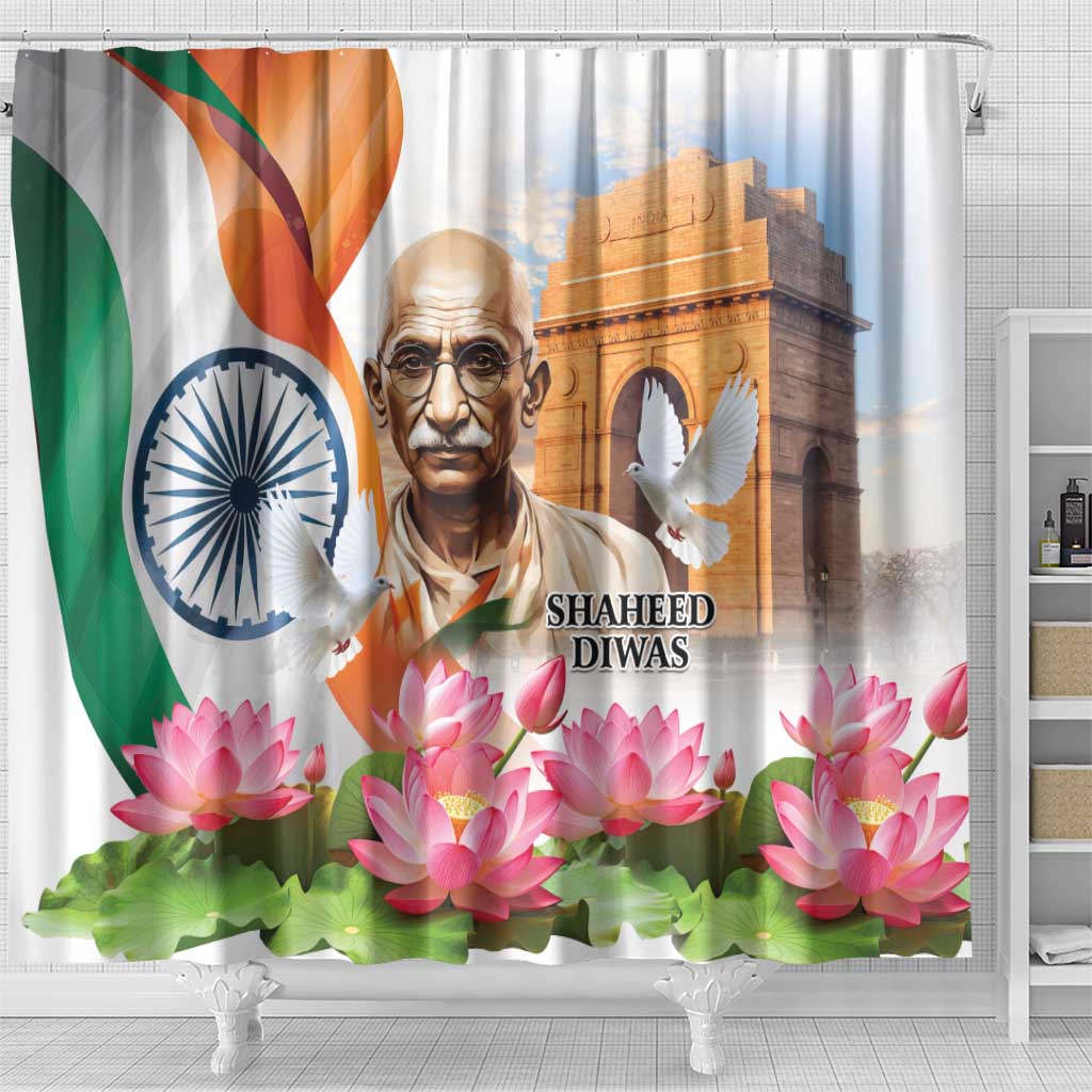 India Gandhi Martyr's Day Shower Curtain Shaheed Diwas Ashoka Chakra LT9
