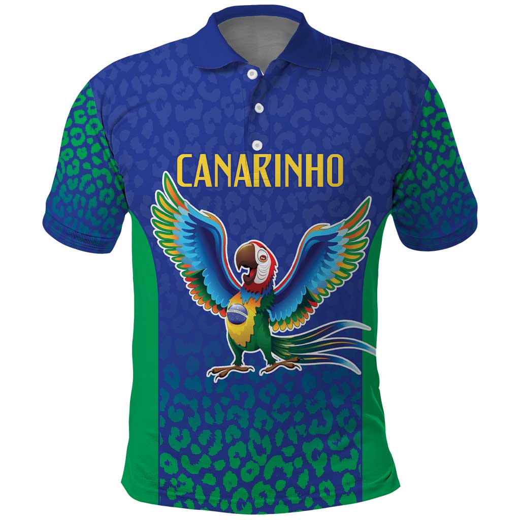 Brazil Canarinho Custom Polo Shirt Macaw Mascot with Brazil Flag Colors LT9