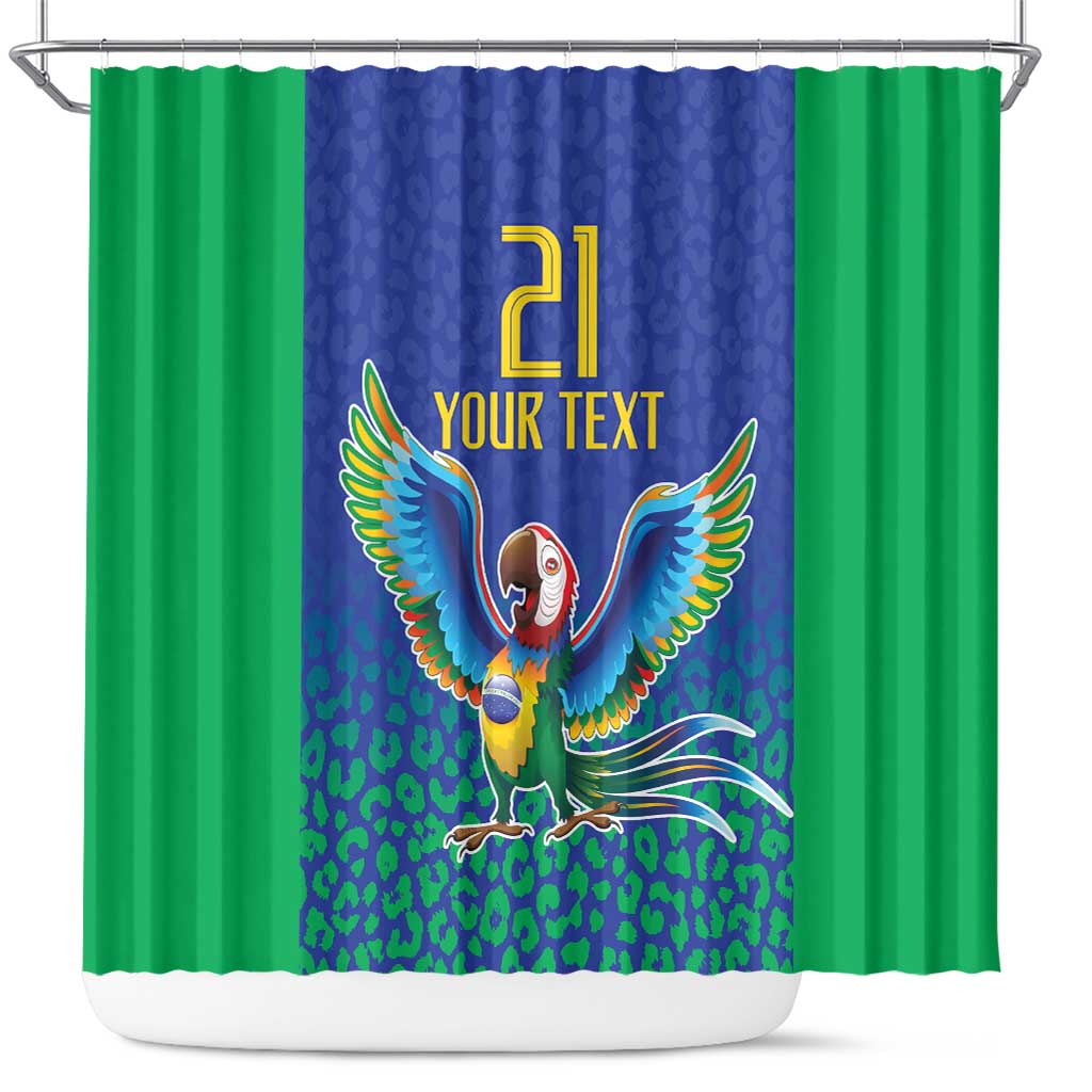Brazil Canarinho Custom Shower Curtain Macaw Mascot with Brazil Flag Colors LT9