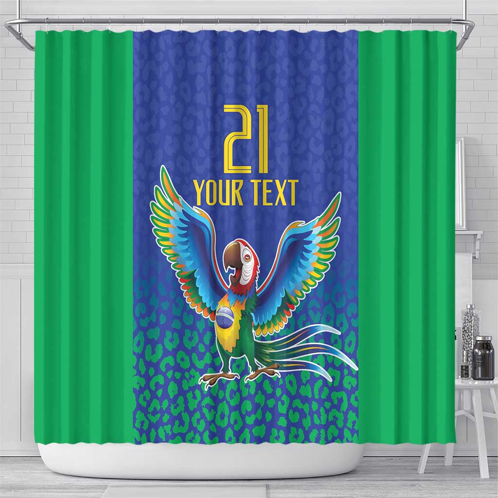 Brazil Canarinho Custom Shower Curtain Macaw Mascot with Brazil Flag Colors LT9