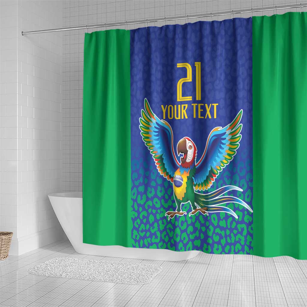 Brazil Canarinho Custom Shower Curtain Macaw Mascot with Brazil Flag Colors LT9