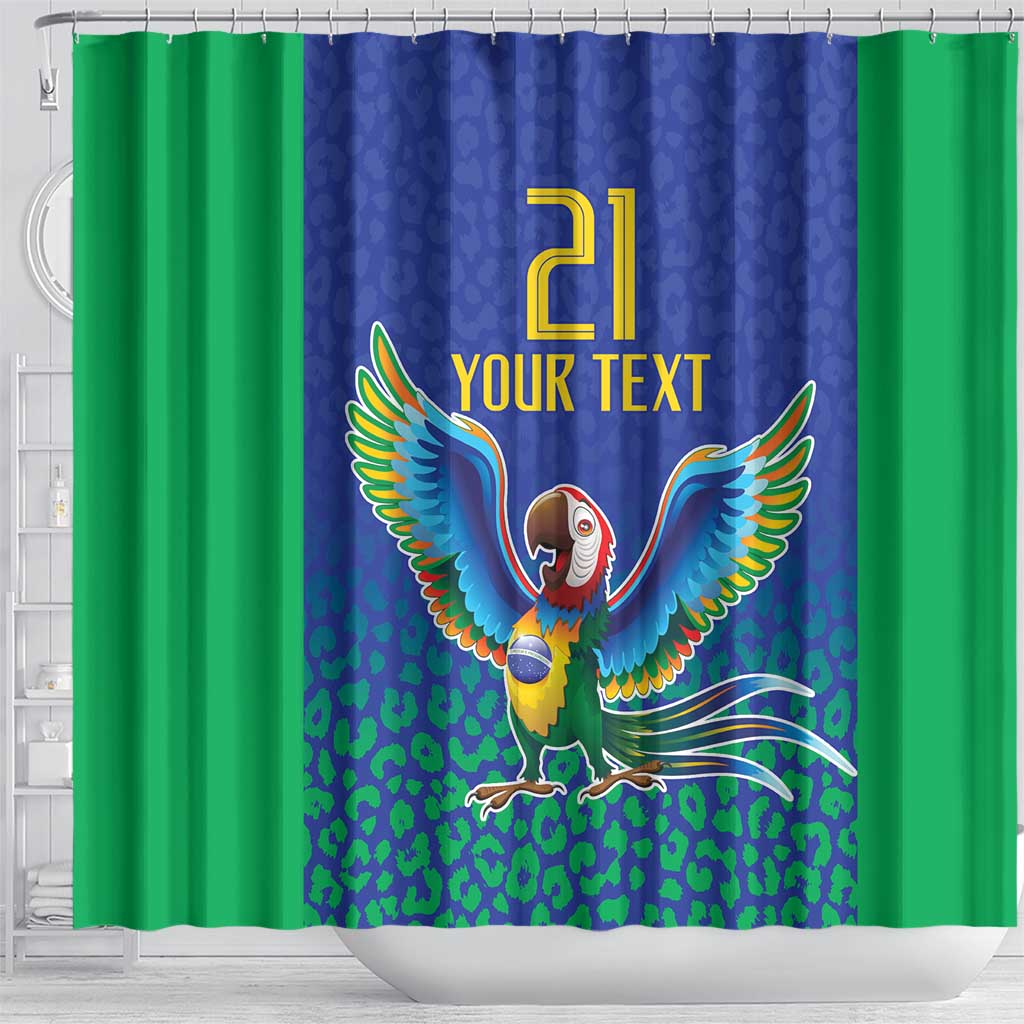 Brazil Canarinho Custom Shower Curtain Macaw Mascot with Brazil Flag Colors LT9
