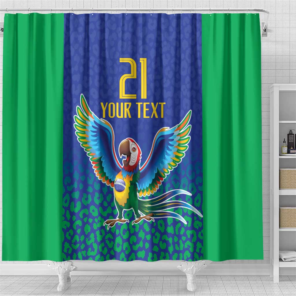 Brazil Canarinho Custom Shower Curtain Macaw Mascot with Brazil Flag Colors LT9