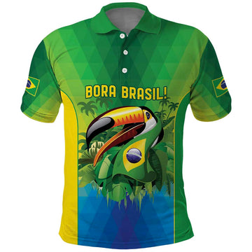 Brazil Football Custom Polo Shirt Toco Toucan Bora Brasil! Go Brazil! LT9