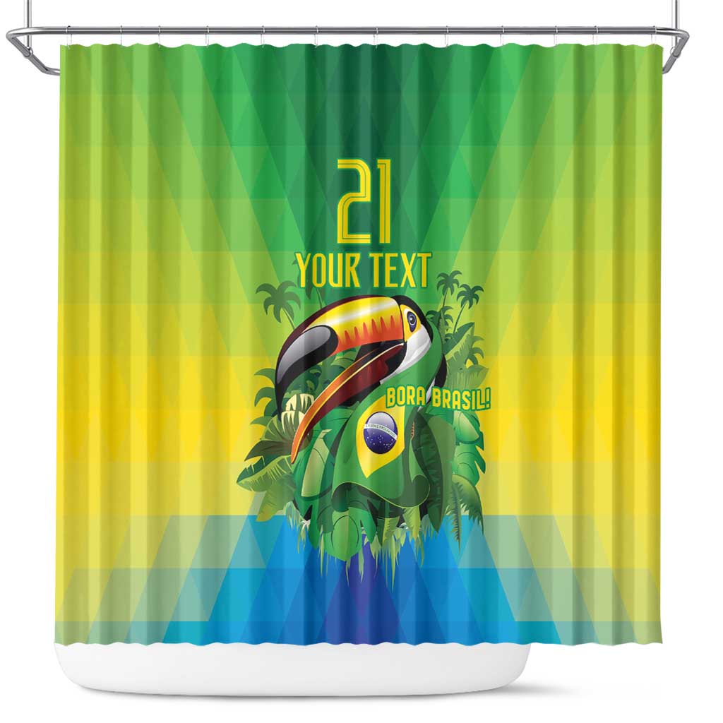 Brazil Football Custom Shower Curtain Toco Toucan Bora Brasil! Go Brazil! LT9