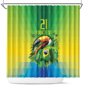 Brazil Football Custom Shower Curtain Toco Toucan Bora Brasil! Go Brazil! LT9