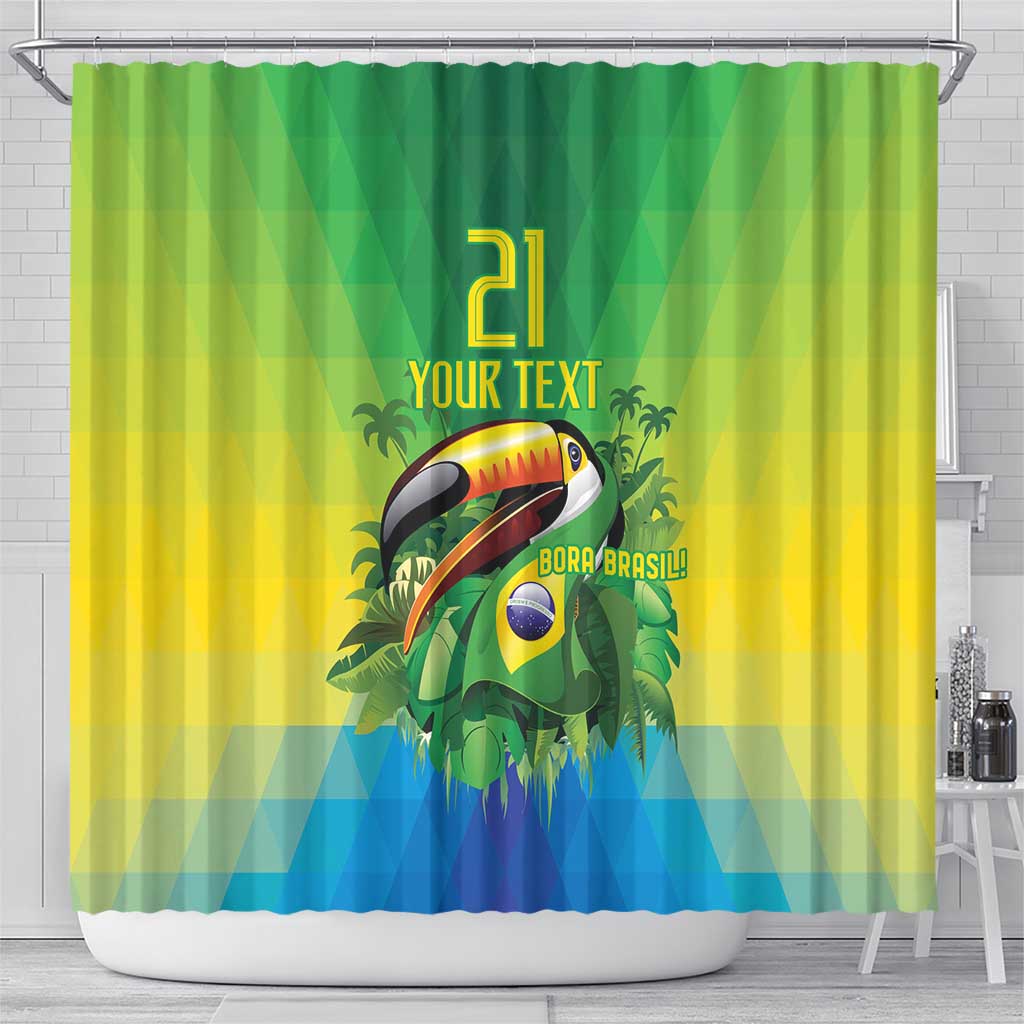 Brazil Football Custom Shower Curtain Toco Toucan Bora Brasil! Go Brazil! LT9