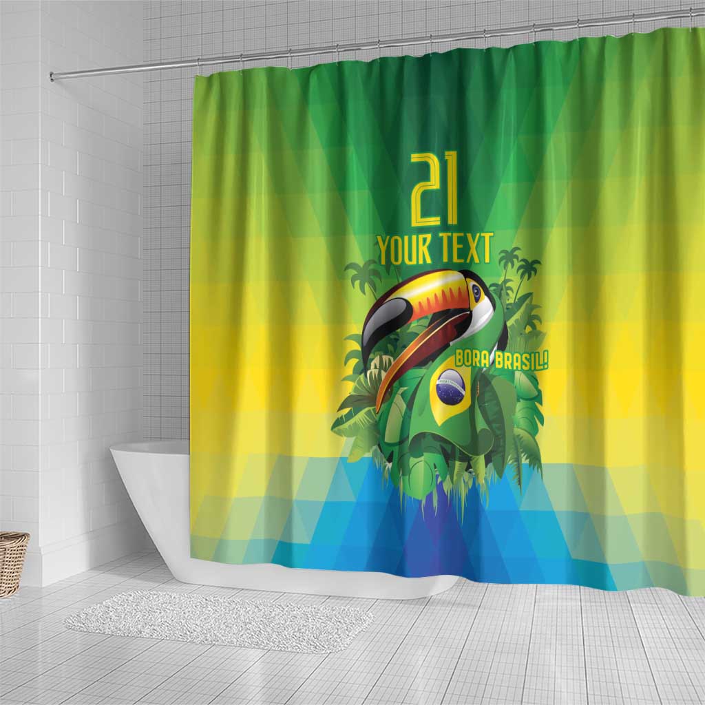 Brazil Football Custom Shower Curtain Toco Toucan Bora Brasil! Go Brazil! LT9