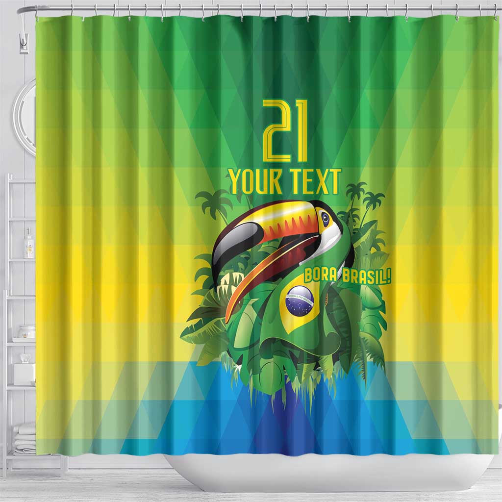 Brazil Football Custom Shower Curtain Toco Toucan Bora Brasil! Go Brazil! LT9