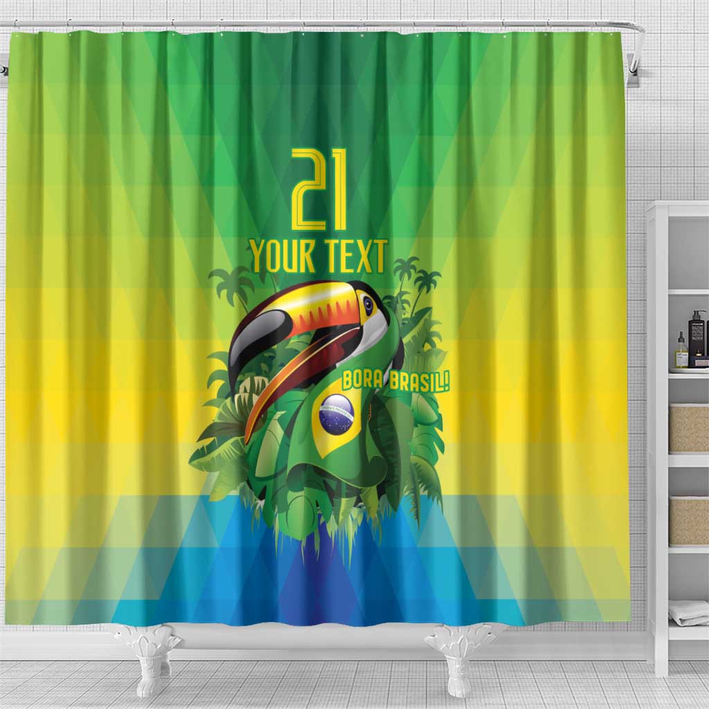 Brazil Football Custom Shower Curtain Toco Toucan Bora Brasil! Go Brazil! LT9