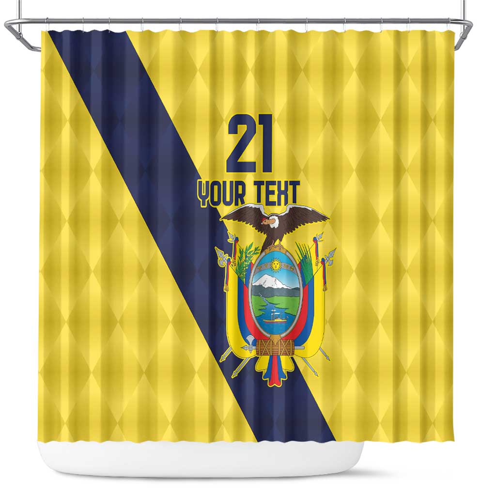 Ecuador La Tricolor Custom Shower Curtain Gold and Navy Blue Motif LT9