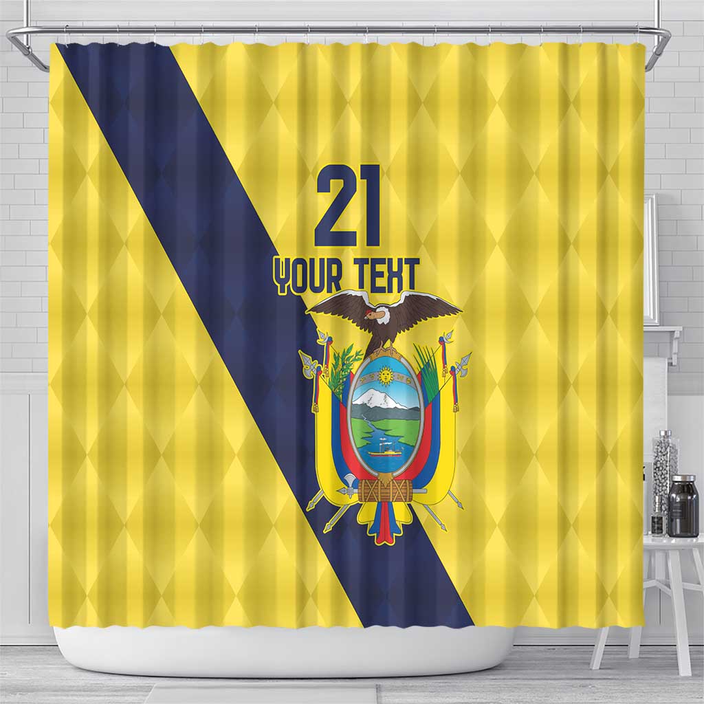 Ecuador La Tricolor Custom Shower Curtain Gold and Navy Blue Motif LT9