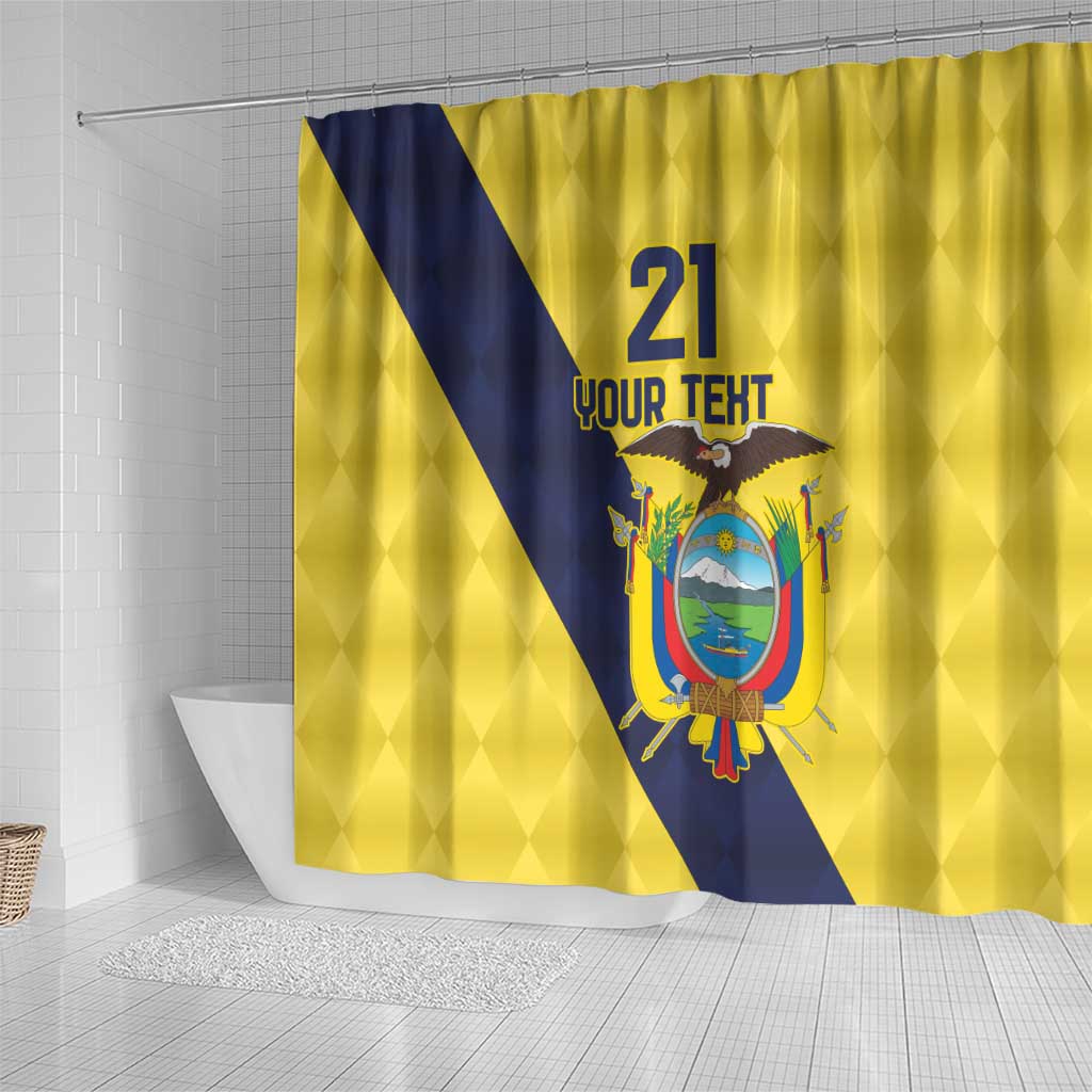 Ecuador La Tricolor Custom Shower Curtain Gold and Navy Blue Motif LT9