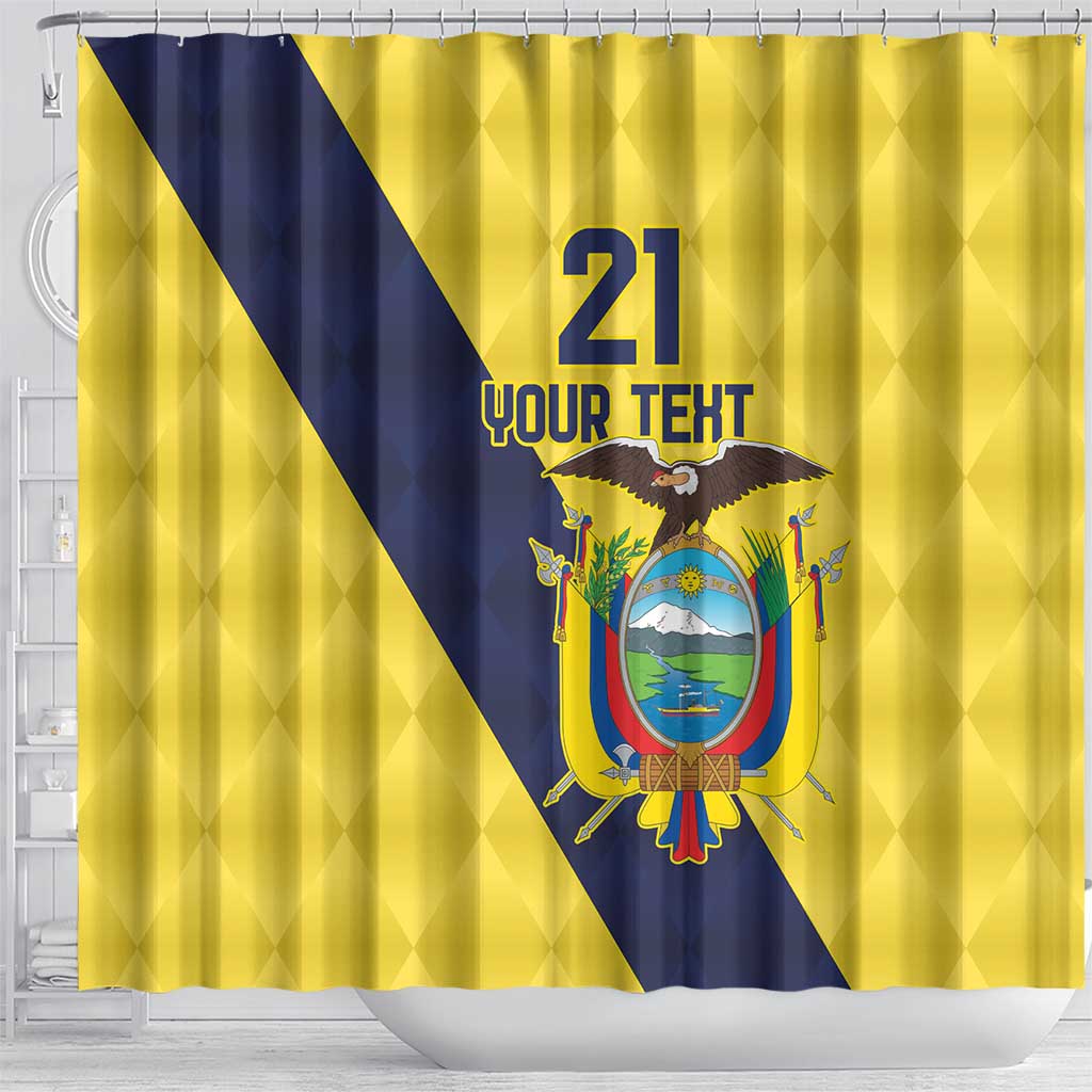 Ecuador La Tricolor Custom Shower Curtain Gold and Navy Blue Motif LT9