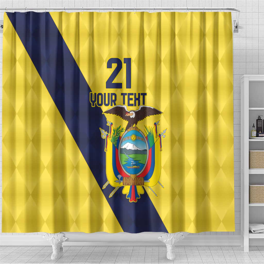 Ecuador La Tricolor Custom Shower Curtain Gold and Navy Blue Motif LT9