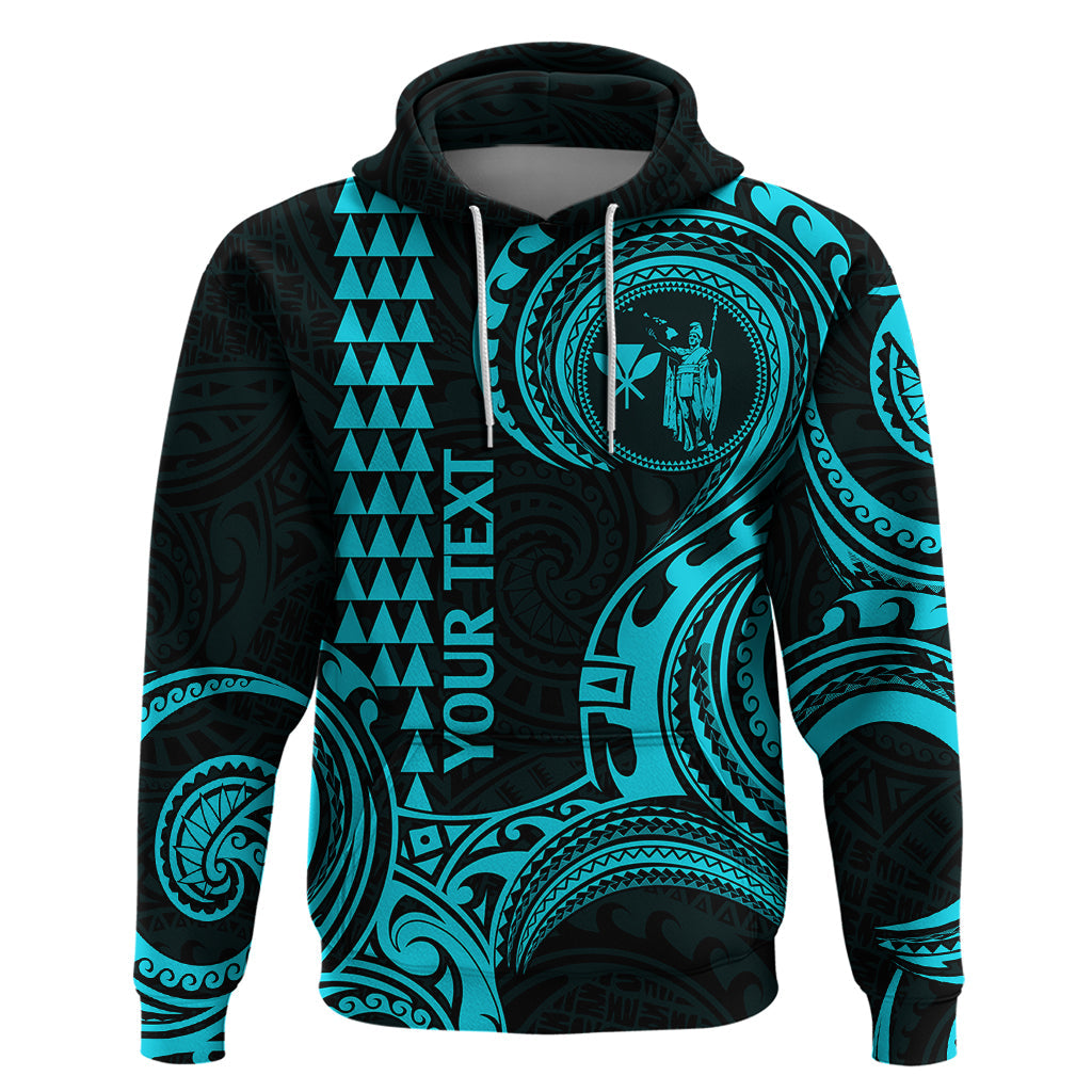 Custom Hawaii Hoodie Paradise of the Pacific Tribal Kakau for King Kamehameha Day - Aqua LT9