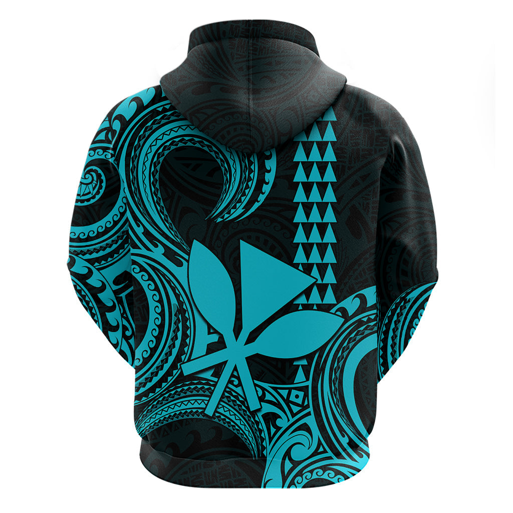 Custom Hawaii Hoodie Paradise of the Pacific Tribal Kakau for King Kamehameha Day - Aqua LT9