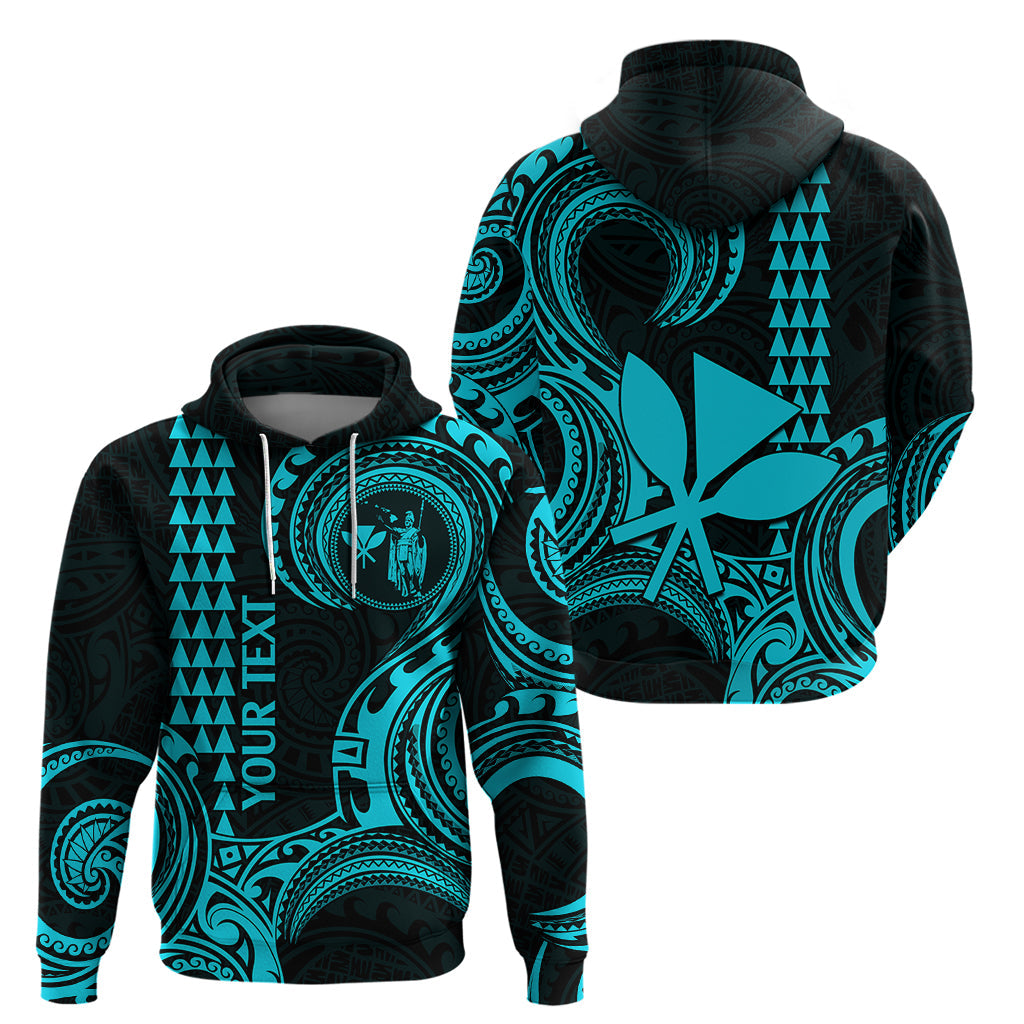 Custom Hawaii Hoodie Paradise of the Pacific Tribal Kakau for King Kamehameha Day - Aqua LT9