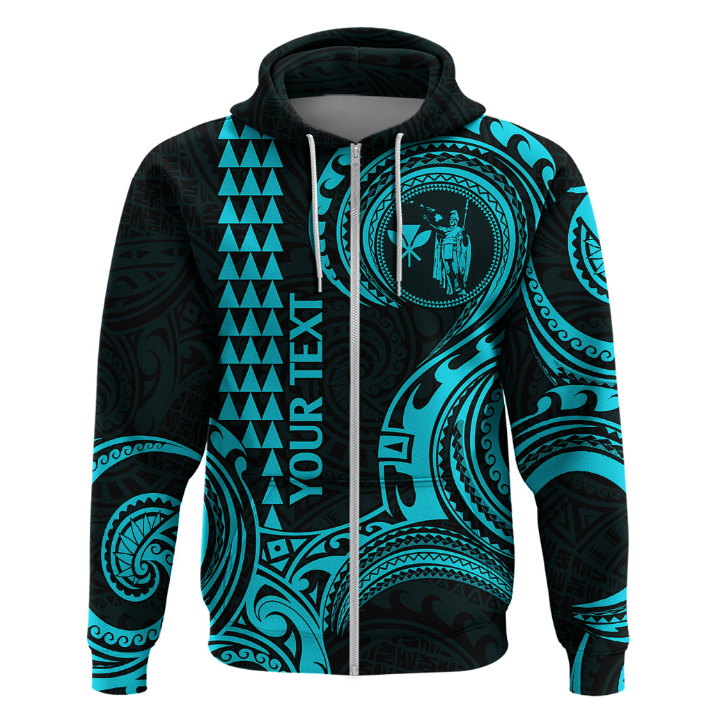 Custom Hawaii Hoodie Paradise of the Pacific Tribal Kakau for King Kamehameha Day - Aqua LT9