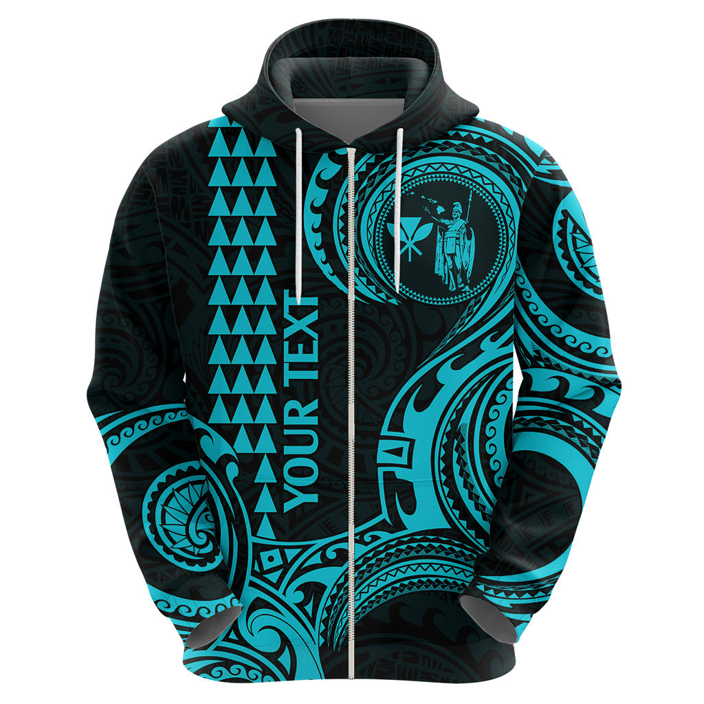 Custom Hawaii Hoodie Paradise of the Pacific Tribal Kakau for King Kamehameha Day - Aqua LT9
