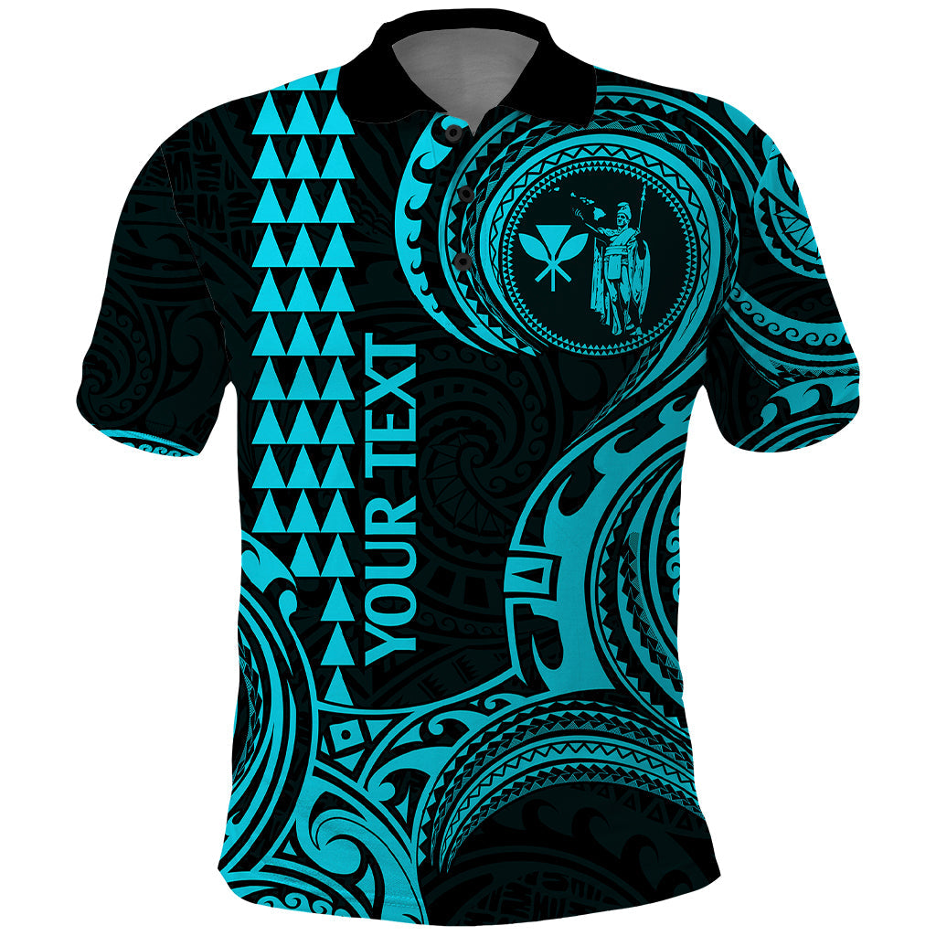 Custom Hawaii Polo Shirt Paradise of the Pacific Tribal Kakau for King Kamehameha Day - Aqua LT9