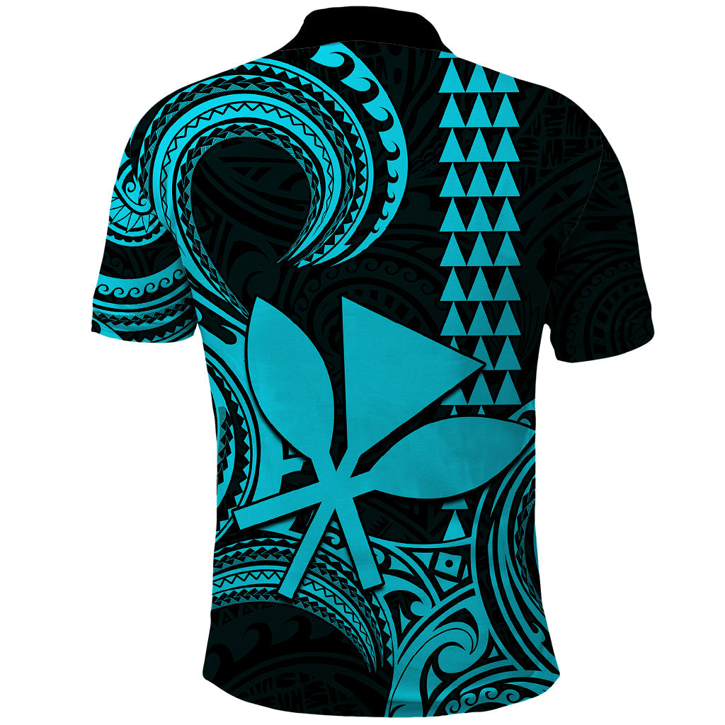Custom Hawaii Polo Shirt Paradise of the Pacific Tribal Kakau for King Kamehameha Day - Aqua LT9