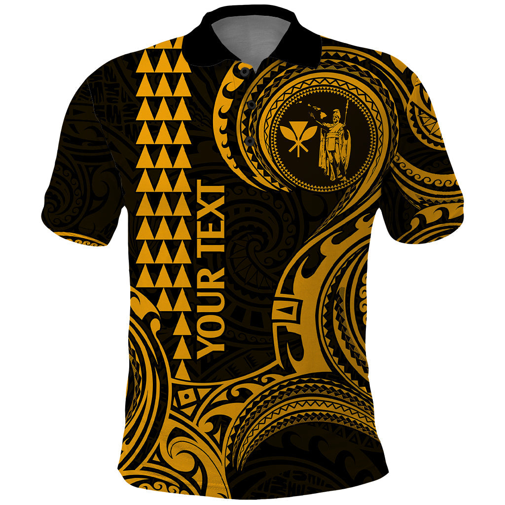 Custom Hawaii Polo Shirt Paradise of the Pacific Tribal Kakau for King Kamehameha Day - Gold LT9