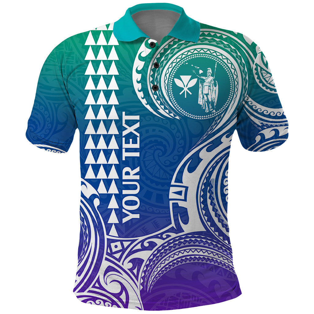 Custom Hawaii Polo Shirt Paradise of the Pacific Tribal Kakau for King Kamehameha Day - Gradient LT9