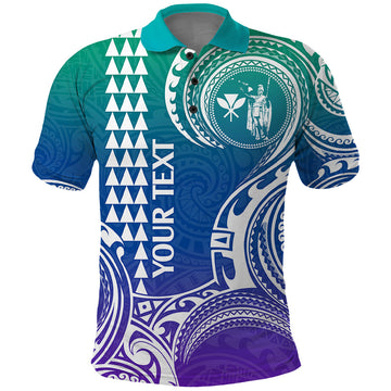 Custom Hawaii Polo Shirt Paradise of the Pacific Tribal Kakau for King Kamehameha Day - Gradient LT9